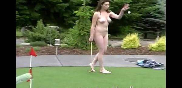  Hot Mandy plays putput golf with herself